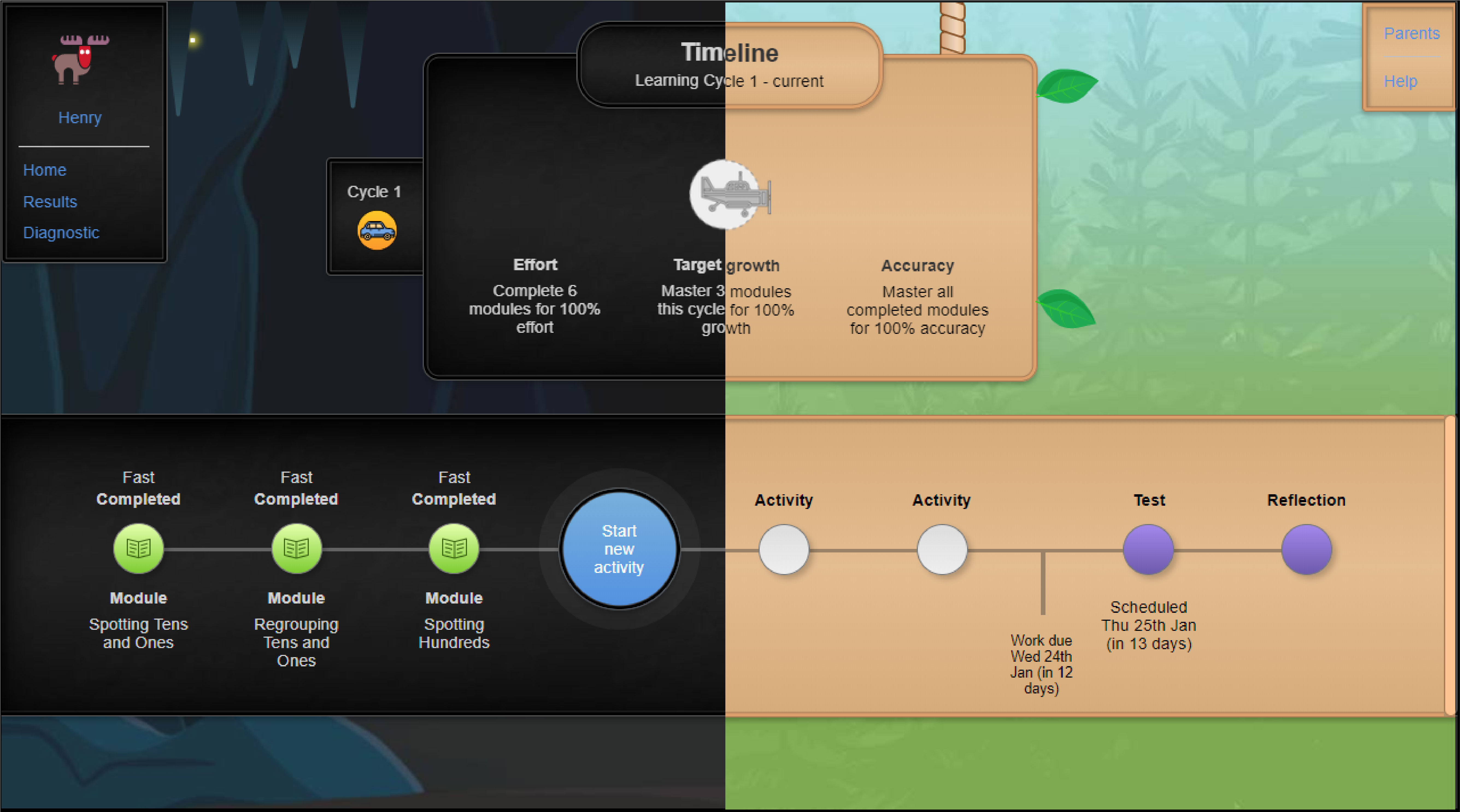 Students are able to select their own themes, which changes the look of their timeline and other windows in their account.